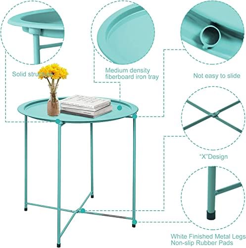 Garden 4 you End Table Set of 2, Outdoor Side Table, Small Patio Table Metal ...