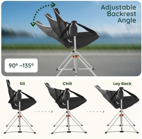Hammock Camping Chair – Folding Swing Chair with Headrest & Cup Holder, 3...
