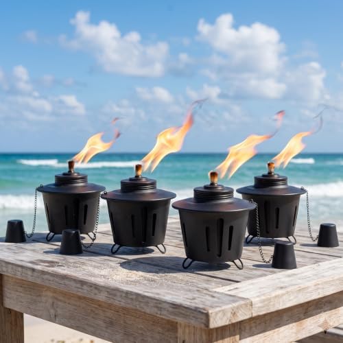 6 Pack Citronella Table Top Torches, 15oz Mini Fire Pit Tabletop Torch for Ou...