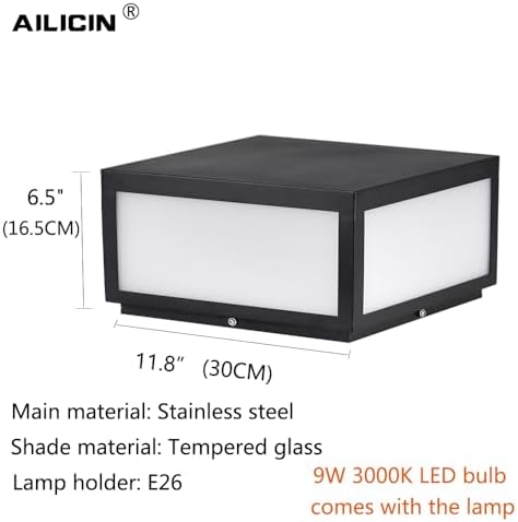 Outdoor Modern Stainless Steel Post Light, LED Fence Deck Cap Light Lantern C...