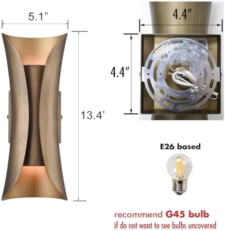 CLAXY Mid-Century Wall Sconce 2-Light Brushed Brass Bedroom Wall Light