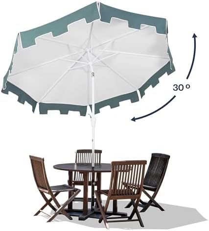 JONATHAN Y Baiona 9 ft. Outdoor Market Patio Umbrella, White/Green
