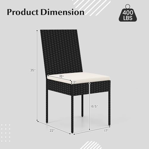 HAPPYGRILL Patio Dining Chairs Set of 4, Outdoor Armless Rattan Wicker Chair ...