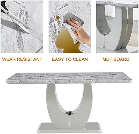 63" Morden Faux Marble Dining Room Table Set,Big Kitchen Dining Table fo...