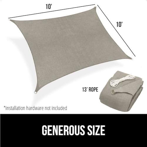 GORILLA GRIP Heavy Duty Sun Shade Sail for Outdoor Patio, 10x10 FT, Gray