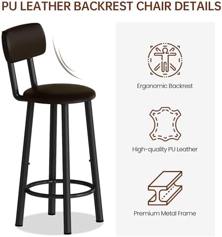 Recaceik Pub Dining Table Set for 2, Table and Bar Stools with 3 Storage Shel...