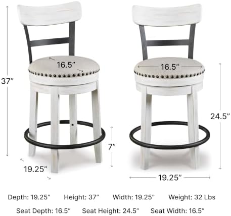 Signature Design by Ashley Valebeck Swivel Counter Height Bar Stool, White