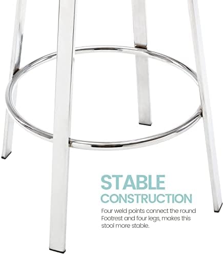 Atlas Industrial Bar Stools Set of 2, Adjustable Swivel Metal, Chrome