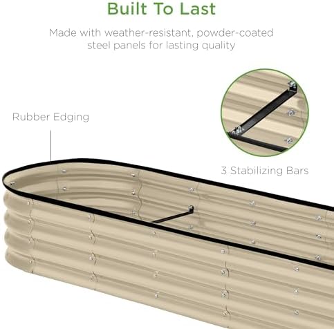 Best Choice Products 8x2x1ft Outdoor Metal Raised Garden Bed, Oval Deep Root ...