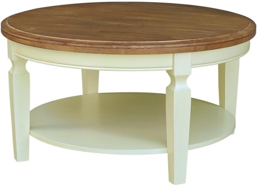 IC INTERNATIONAL CONCEPTS Solid Wood Vista Round Coffee Table, Hickory/Shell
