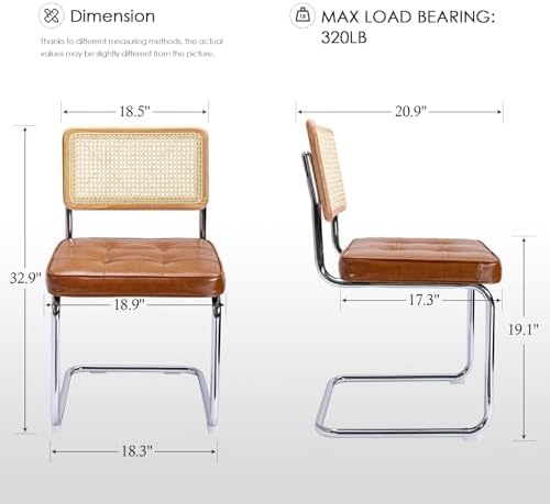 Zesthouse Natural Rattan Dining Chairs Set of 4, Mid Century Modern Dining Ro...