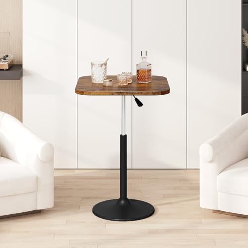 MAHANCRIS Bar Table, Height-Adjustable Pub Table 26.8-36.2 Inches, Cocktail T...