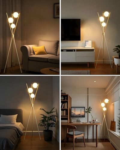 Lightdot Tripod Floor Lamp Stepless Dimmable Globe Modern Floor Lamp Gold Sta...