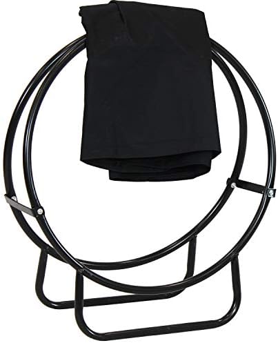 Sunnydaze Outdoor Firewood Rack with Cover, Heavy-Duty Steel, 24” Diameter