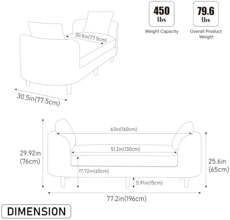 77.2" Chenille End of Bed Bench Chaise Lounge, Upholstered Bedroom Bench...