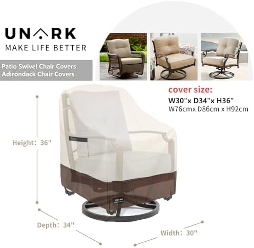 Outdoor Swivel Patio Chair Cover 4 Pack,600D Waterproof Heavy Duty Outdoor Ch...