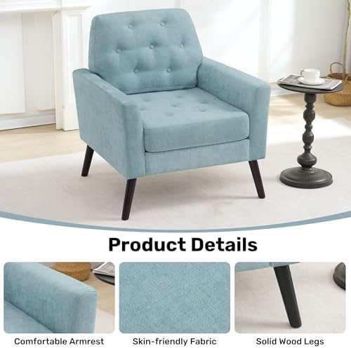 Accent Chair for Living Room, Mid Century Modern Reading Chair, Upholstered A...