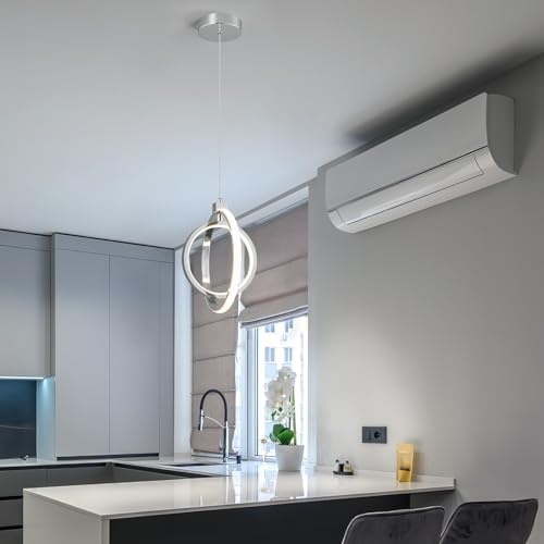 Modern LED Chandelier Chrome Ring Pendant Light Fixtures 4000K Dimmable Heigh...