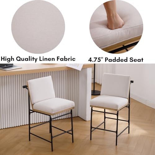 DUOMAY Mid Century Linen 26" Seat Height Counter Stools Set of 4, Beige