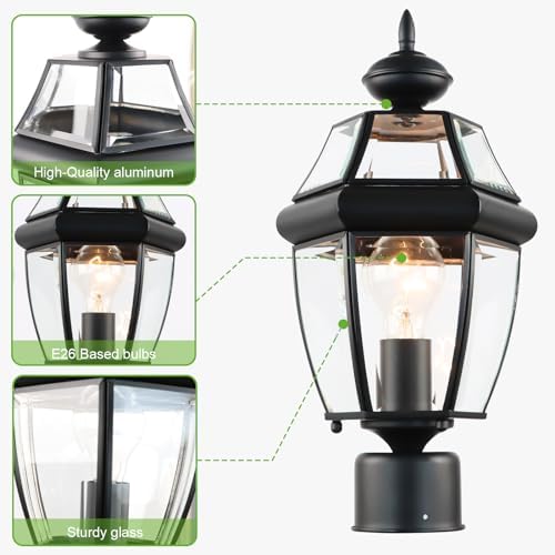 Kalium Outdoor Post Lights, 15" Lamp Post Light Fixture Waterproof Alumi...