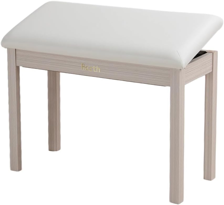 S100 Solid Wood Duet Piano Bench with Storage, Piano Stool with Padded Cushio...