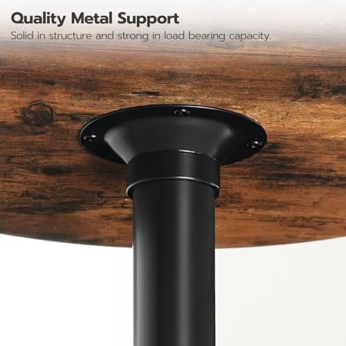 HOOBRO Round Bar Table, 35" Tall Pub Table, Cocktail Table with Base for...