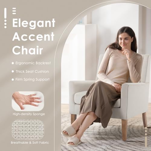 COLAMY Modern Wingback Living Room Chair, Upholstered Fabric Accent Armchair,...