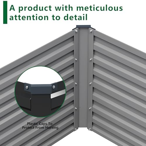 DIIYIV Galvanized Raised Garden Bed Kit Outdoor Patio,12x4x2ft Large Rectangu...