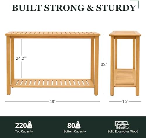 48" Narrow Outdoor Console Table, Sofa Buffet Serving Patio Table
