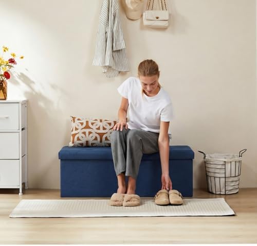 DUMOS 43 Inch Folding Storage Ottoman Bench, Large Ottoman with Storage