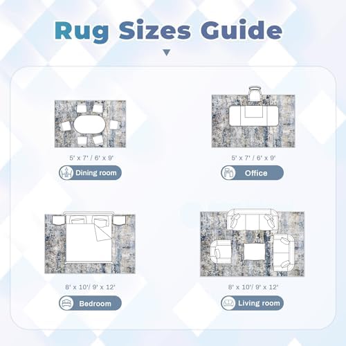 pmtsns Area Rugs 8x10 for Living Room: Washable Rug Modern Abstract Neutral S...