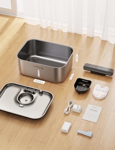 FEELNEEDY 3 Gal Stainless Steel Dog Water Fountain for Large Dog, Pet Water F...