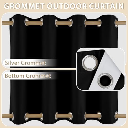 HDCAXKJ Waterproof Outdoor Curtains for Patio with Zipper Top & Bottom Gr...