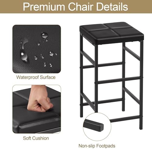 VECELO Bar Table and Chairs Set for 2, 3-Piece Dining Set with Storage Shelve...