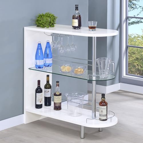 COASTER 2-holder Bar Table, Glossy White/Clear