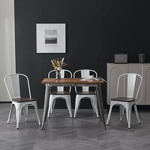 Nazhura Metal Dining Chair Farmhouse Tolix Style for Kitchen Dining Room Café...