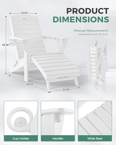 Adjustable Adirondack Chair,Outdoor Fire Pit Chair,White