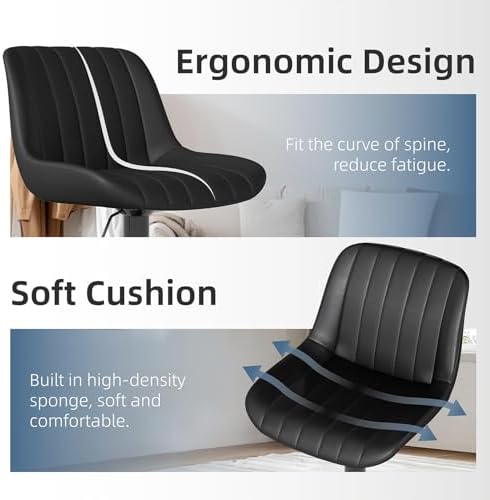 Youhauchair Adjustable Faux Leather Bar Stools Set of 3, Black