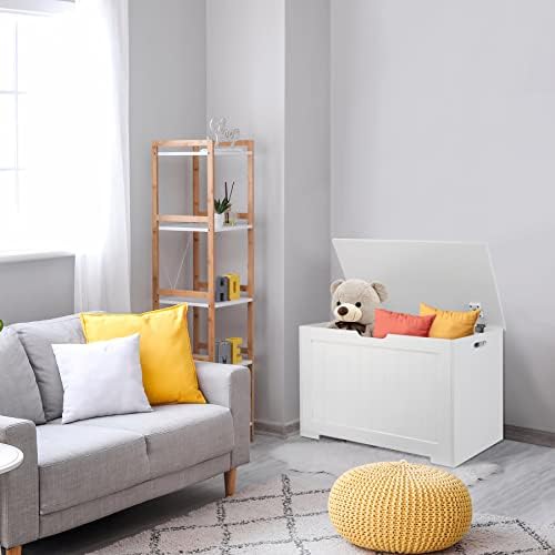 Wooden Storage Chest, Storage Trunk w/2 Safety Hinges,Storage Bench, Modern L...