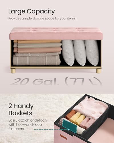SONGMICS Storage Ottoman Bench with Legs, 30 Inches, 20 Gal. (77 L)