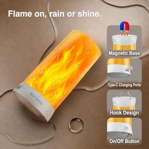 Morsatie Upgraded Rechargeable Flame Light with Remote & Timer, 4 Modes