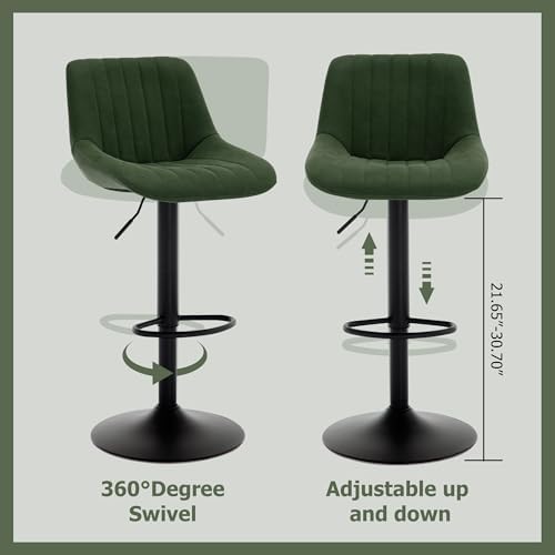 Barstools Set of 3, Adjustable PU Leather Swivel Bar Height Stools with Back,...