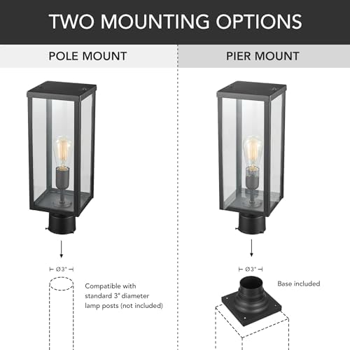 Globe Electric 44384 1-Light Outdoor Lamp Post Light Fixture with Base Adapto...