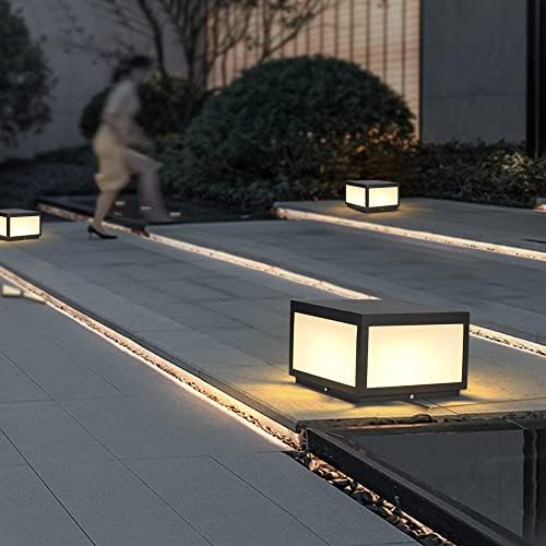 Outdoor Modern Stainless Steel Post Light, LED Fence Deck Cap Light Lantern C...