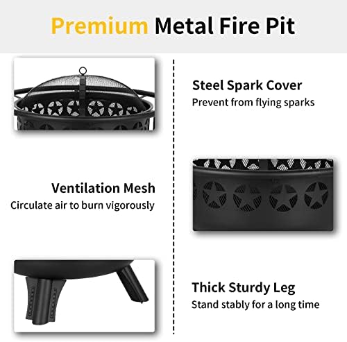 Hykolity 2 in 1 Fire Pit with Grill, Large 31" Wood Burning Fire Pit wit...