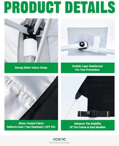 ACEPIC Upgraded 10x10 Canopy Replacement Top with Air Vent(Black, Top Only)
