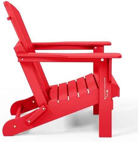 WO Home Furniture Laguna Folding Adirondack Chair, Red