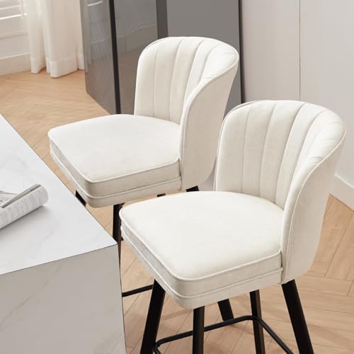SAECKBERG Swivel Counter Height Bar Stools Set of 2, 26'' Modern Bars...