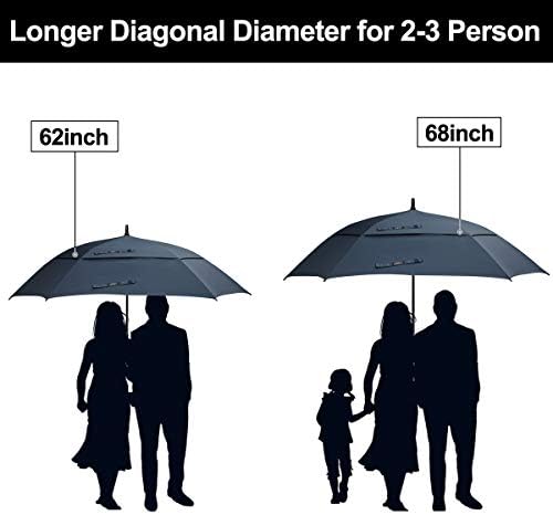 G4Free 62/68 Inch Extra Large Golf Umbrella Square Windproof Stick Umbrella