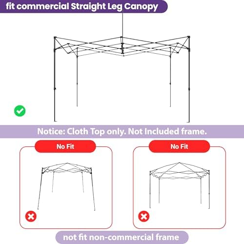Tradesparker 10x10 Commercial Pop Up Canopy Replacement Top-Windproof D-Rings...